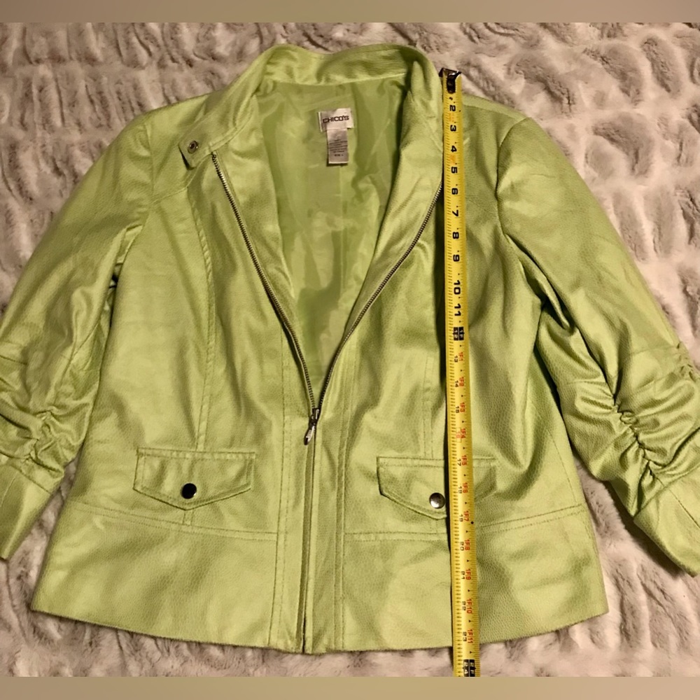 Chico’s Lime Green Soft Python Embossed Ruched Sl… - image 6